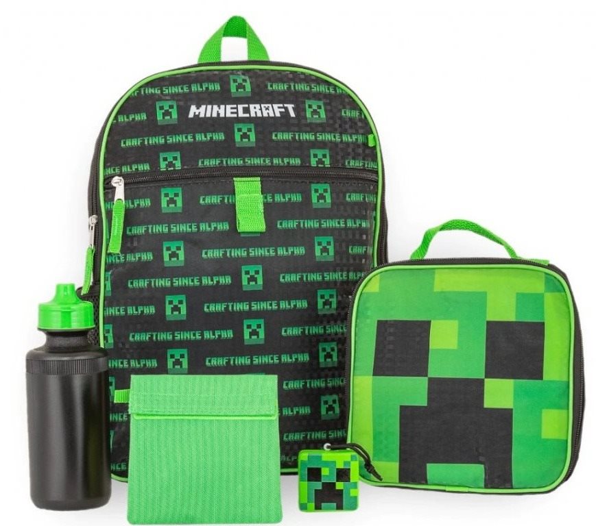 Minecraft - Mobs - Hátizsák, uzsonnás doboz, italos palack, medál