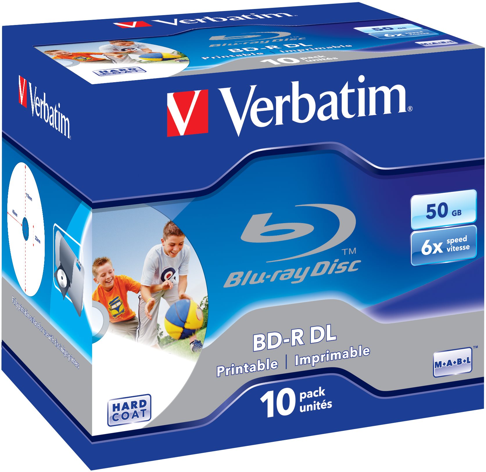 Verbatim BD-R Dual Layer nyomtatható 50 gigabyte 6x, 10 db egy dobozban