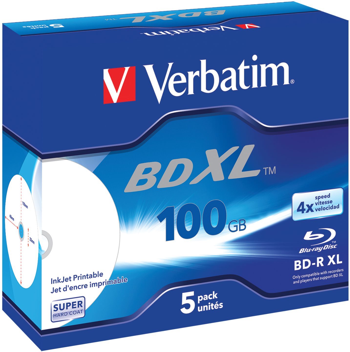 Verbatim BD-R XL 100 gigabájt 4x, 5 db
