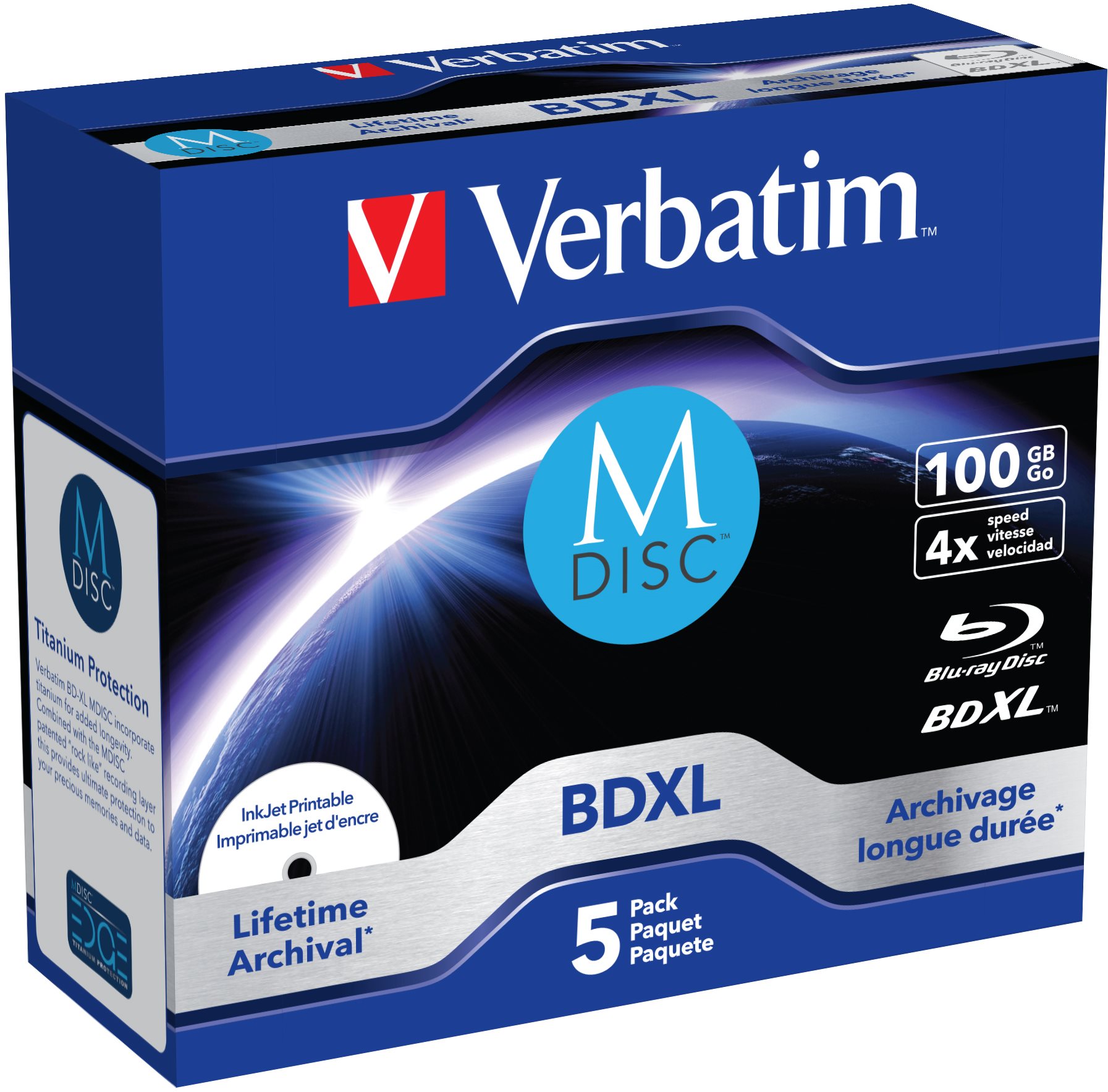 VERBATIM M-DISC BDXL 100GB PRINT. 5db/cs Jewel Case