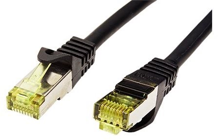 OEM S/FTP patch cord Cat 7, RJ45 csatlakozó, LSOH, 1 m, fekete