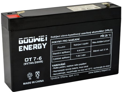 GOOWEI ENERGY Karbantartásmentes ólomakkumulátor OT7-6, 6V, 7Ah