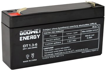 GOOWEI ENERGY Karbantartásmentes ólom-sav akkumulátor OT1.3-6, 6V, 1.3Ah