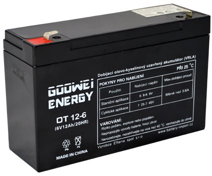 GOOWEI ENERGY Karbantartásmentes ólom-sav akkumulátor OT12-6, 6V, 12Ah