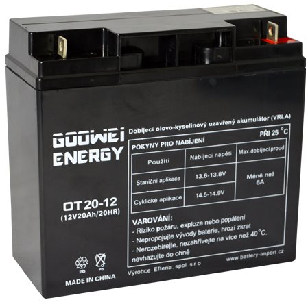 GOOWEI ENERGY Karbantartásmentes ólom-sav akkumulátor OT20-12, 12V, 20Ah