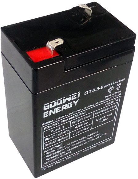 GOOWEI ENERGY Karbantartásmentes ólomakkumulátor OT4.5-6, 6V, 4.5Ah