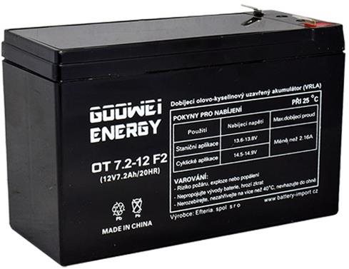 GOOWEI ENERGY Karbantartásmentes ólom-sav akkumulátor OT7.2-12L, 12V, 7,2Ah