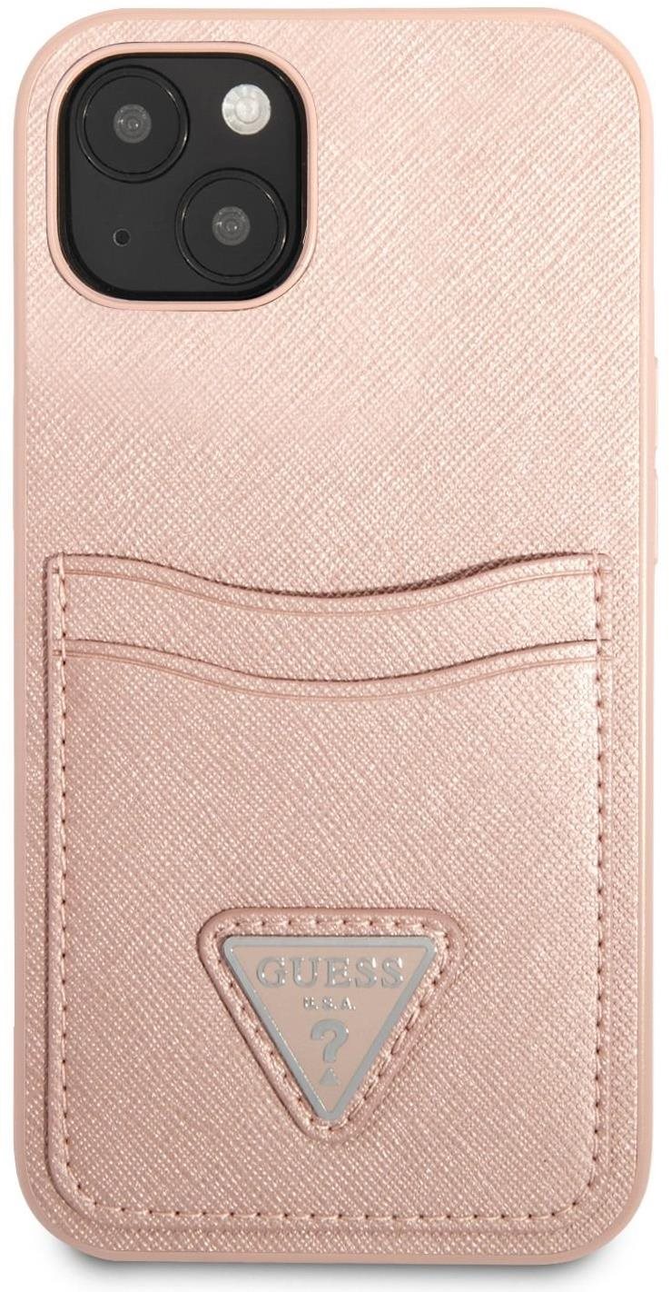 Guess 4G Saffiano Double Card borító Apple iPhone 13-hoz, Pink