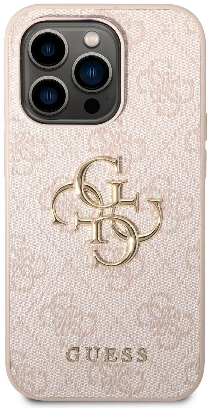 Guess PU 4G Metal Logo Hátlap tok az iPhone 14 Pro készülékhez - rózsaszín