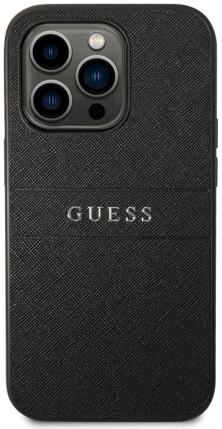 Guess PU Leather Saffiano Hátlap tok az iPhone 14 Pro készülékhez - fekete