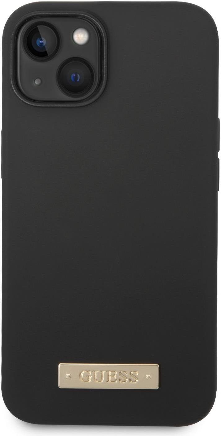 Guess Silicone Metal Logo MagSafe kompatibilis iPhone 14 fekete hátlap tok