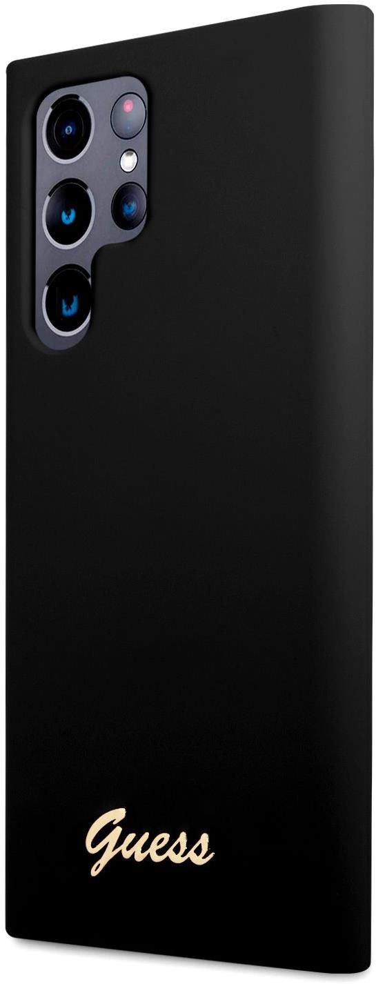 Guess Liquid Silicone Metal Logo Samsung Galaxy S23 Ultra fekete hátlap tok