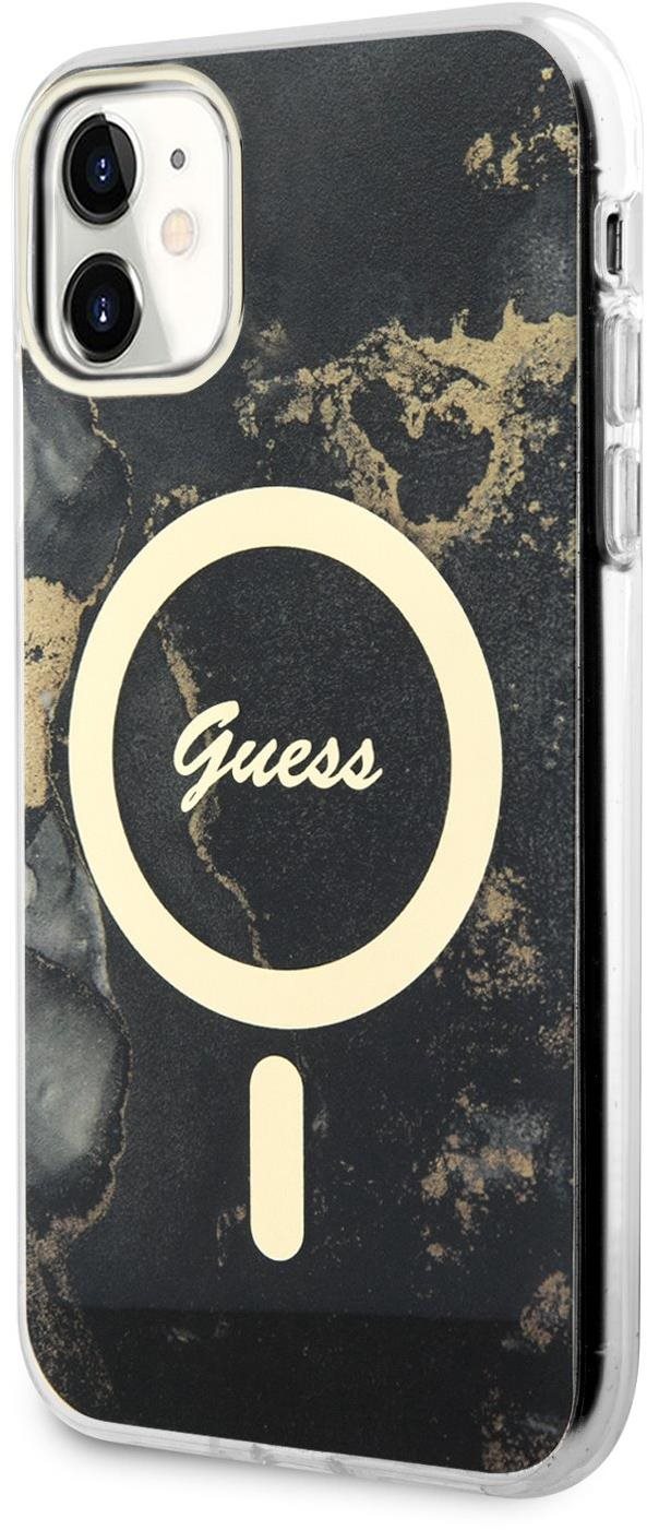 Guess Marble IML MagSafe kompatibilis iPhone 11 hátlap tok, fekete