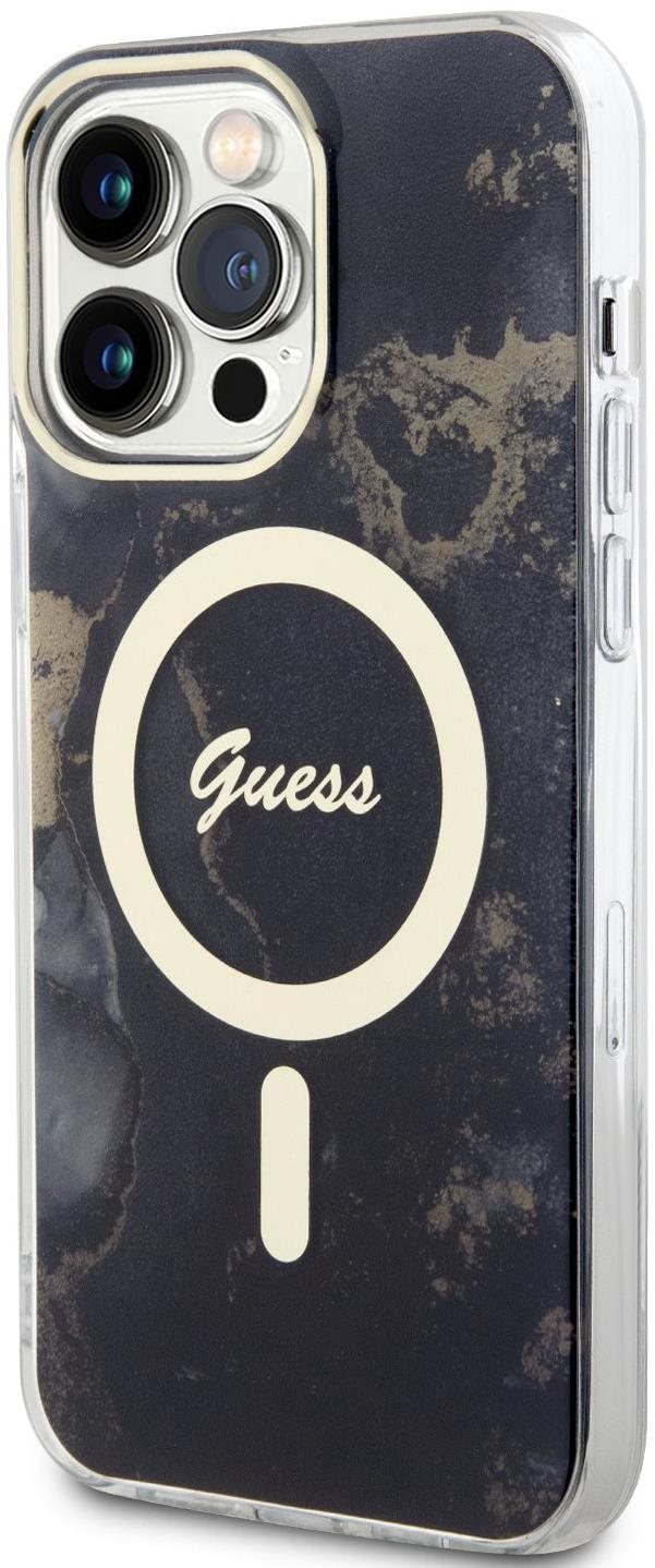 Guess Marble IML MagSafe kompatibilis iPhone 13 Pro Max hátlap tok, fekete