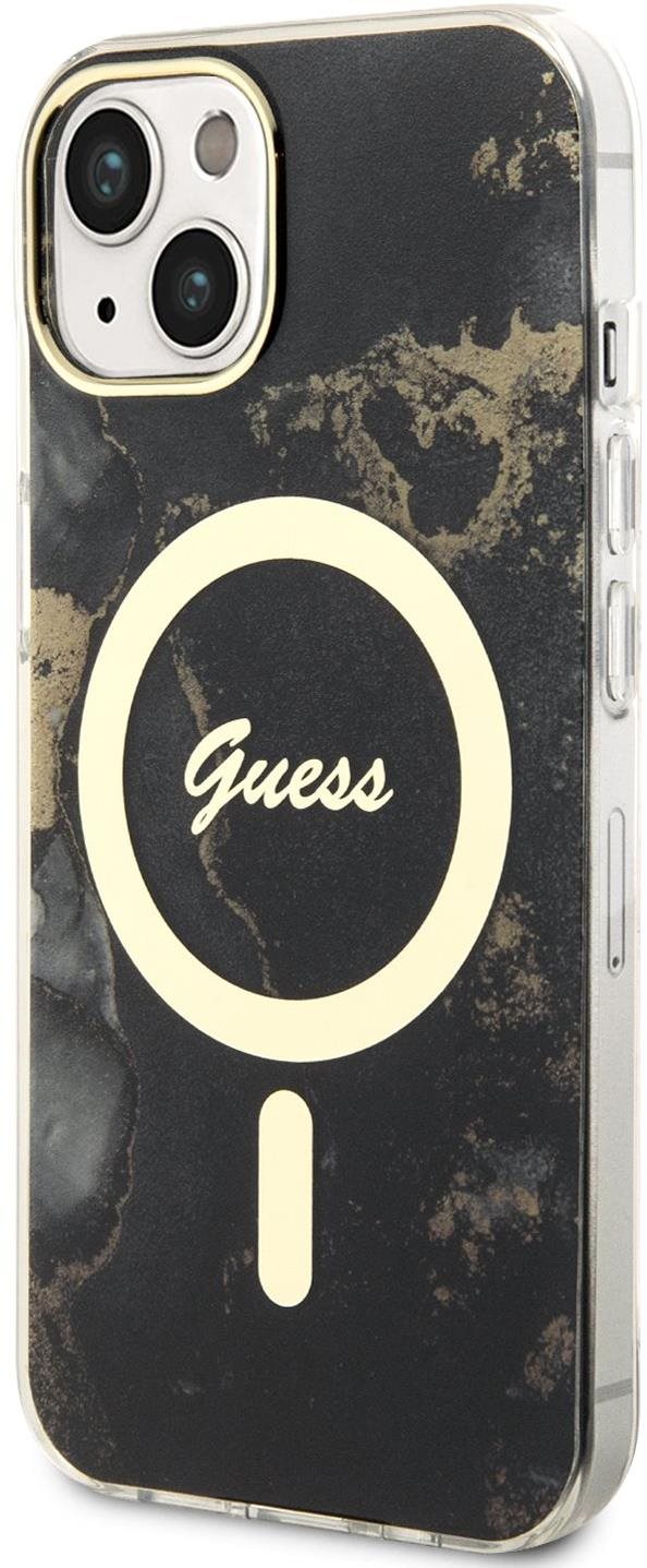 Guess Marble IML MagSafe kompatibilis iPhone 14 hátlap tok, fekete