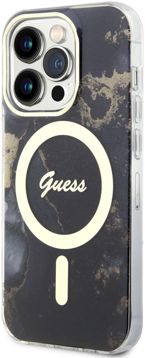 Guess Marble IML MagSafe kompatibilis iPhone 14 Pro hátlap tok, fekete