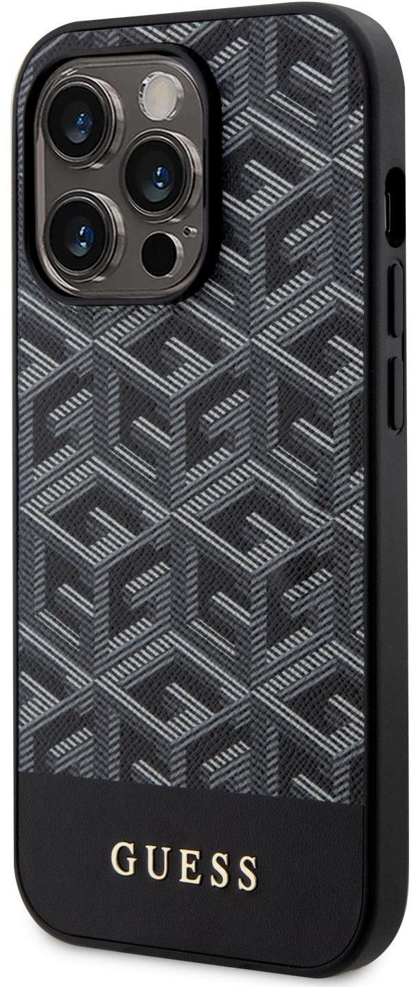 Guess PU G Cube MagSafe kompatibilis iPhone 13 Pro hátlap tok, fekete