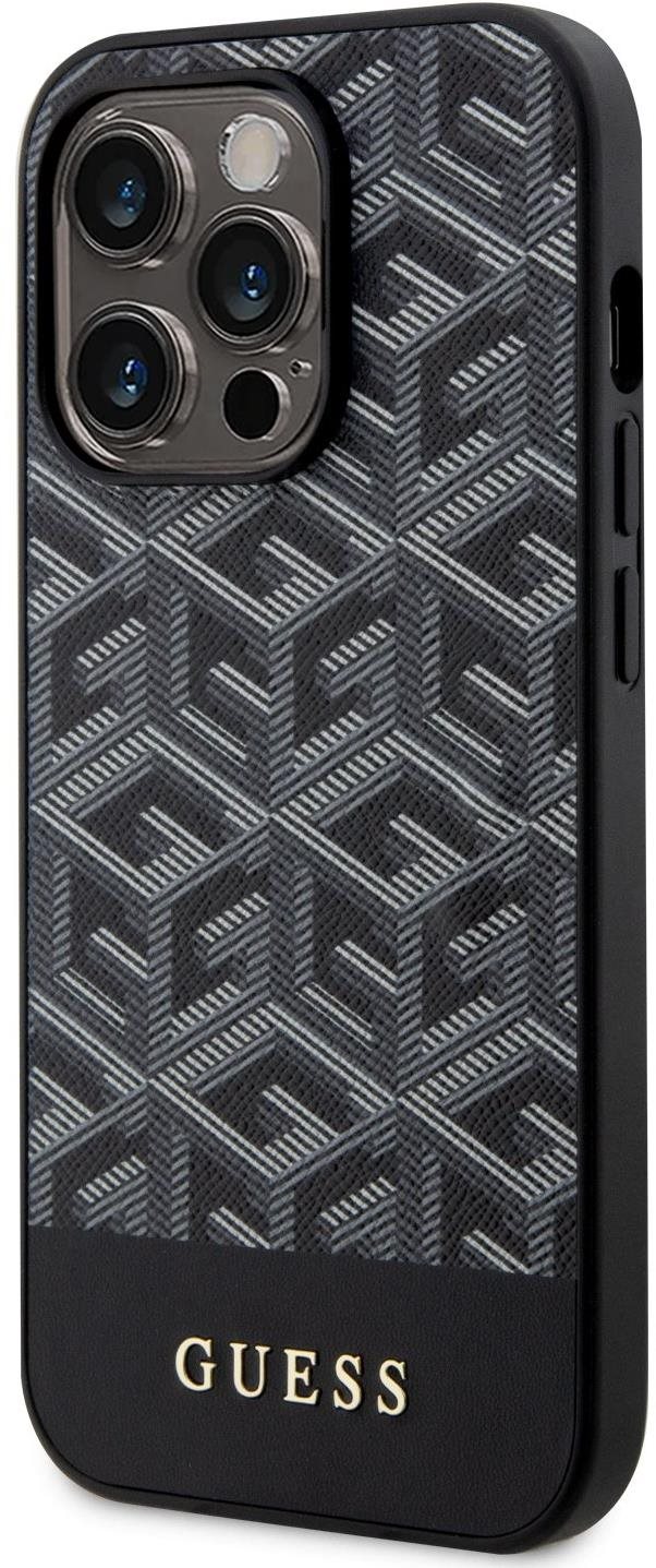 Guess PU G Cube MagSafe kompatibilis iPhone 13 Pro Max hátlap tok, fekete