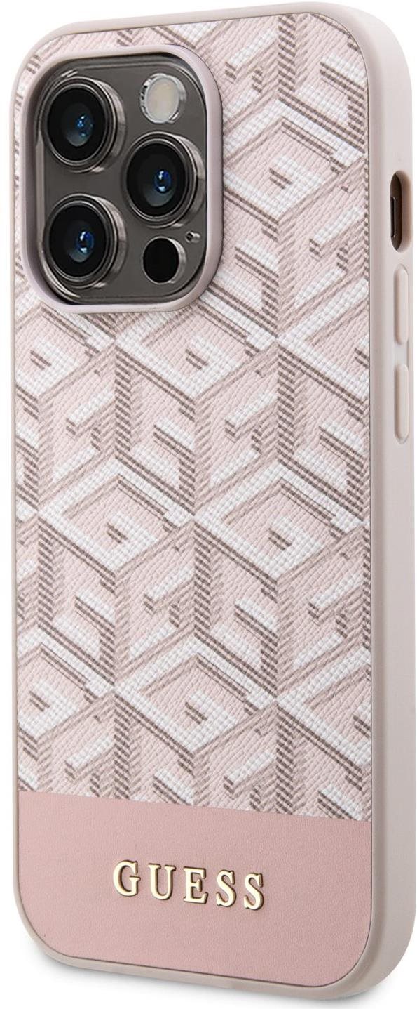 Guess PU G Cube iPhone 13 Pro rózsaszín MagSafe kompatibilis tok