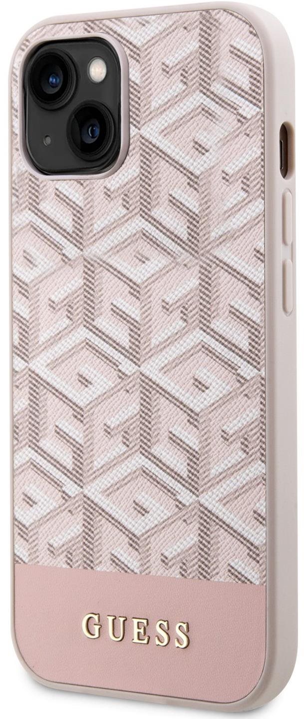 Guess PU G Cube iPhone 14 rózsaszín MagSafe kompatibilis tok