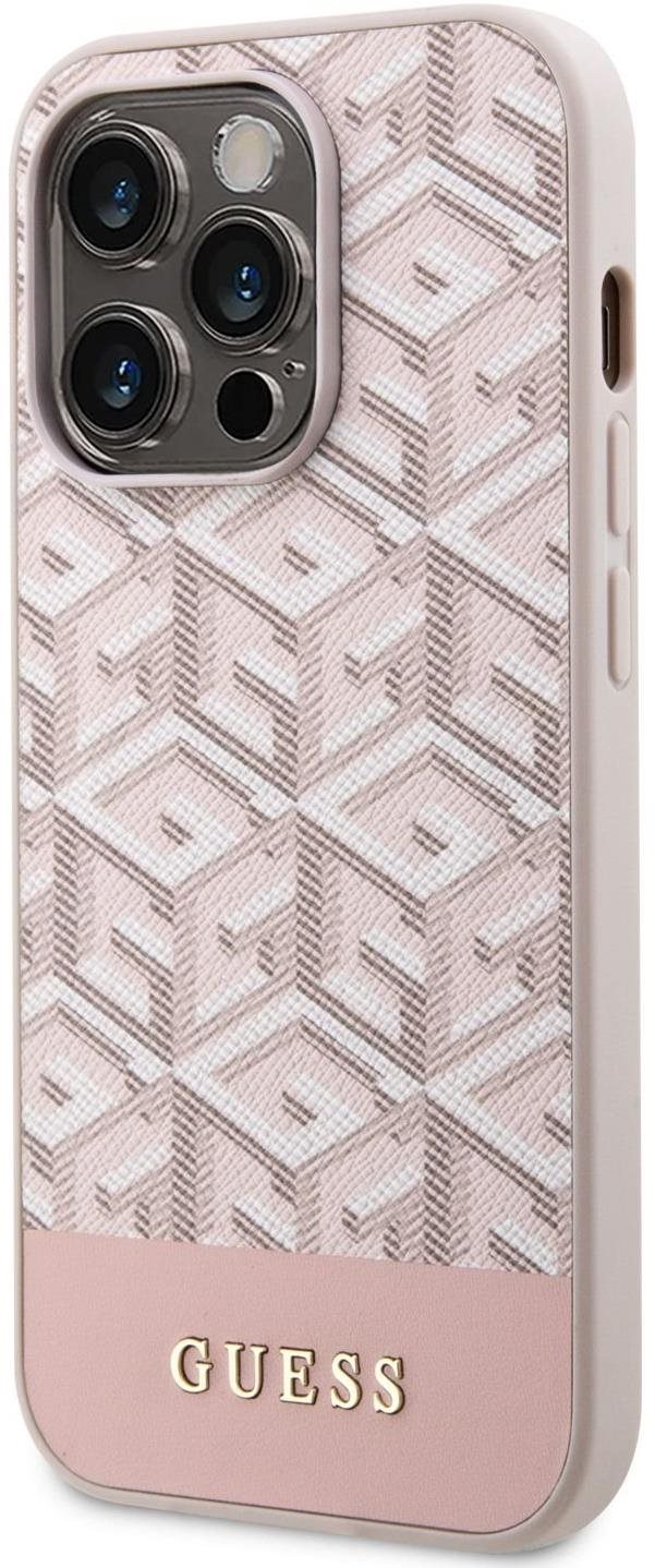 Guess PU G Cube iPhone 14 Pro rózsaszín MagSafe kompatibilis tok