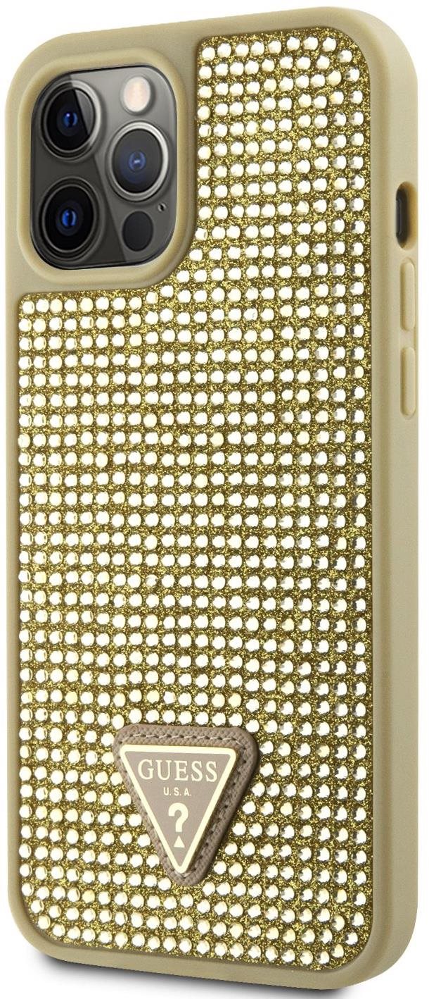 Guess Rhinestones Triangle Metal Logo iPhone 12 Pro Max aranyszín tok