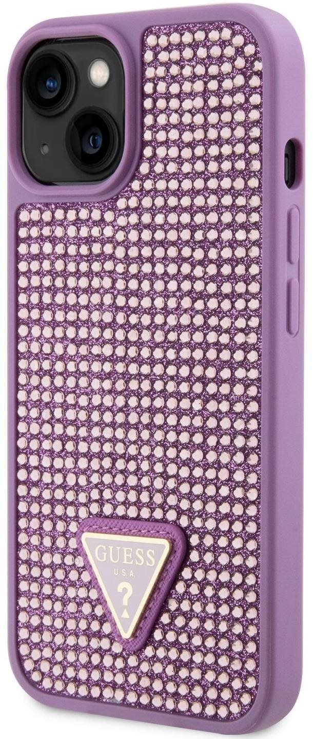 Guess Rhinestones Triangle Metal Logo iPhone 14 lila tok