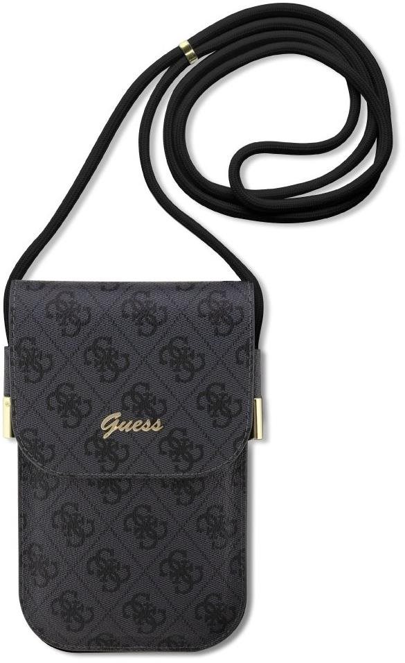 Guess PU 4G Metal Logo Script Phone Bag fekete