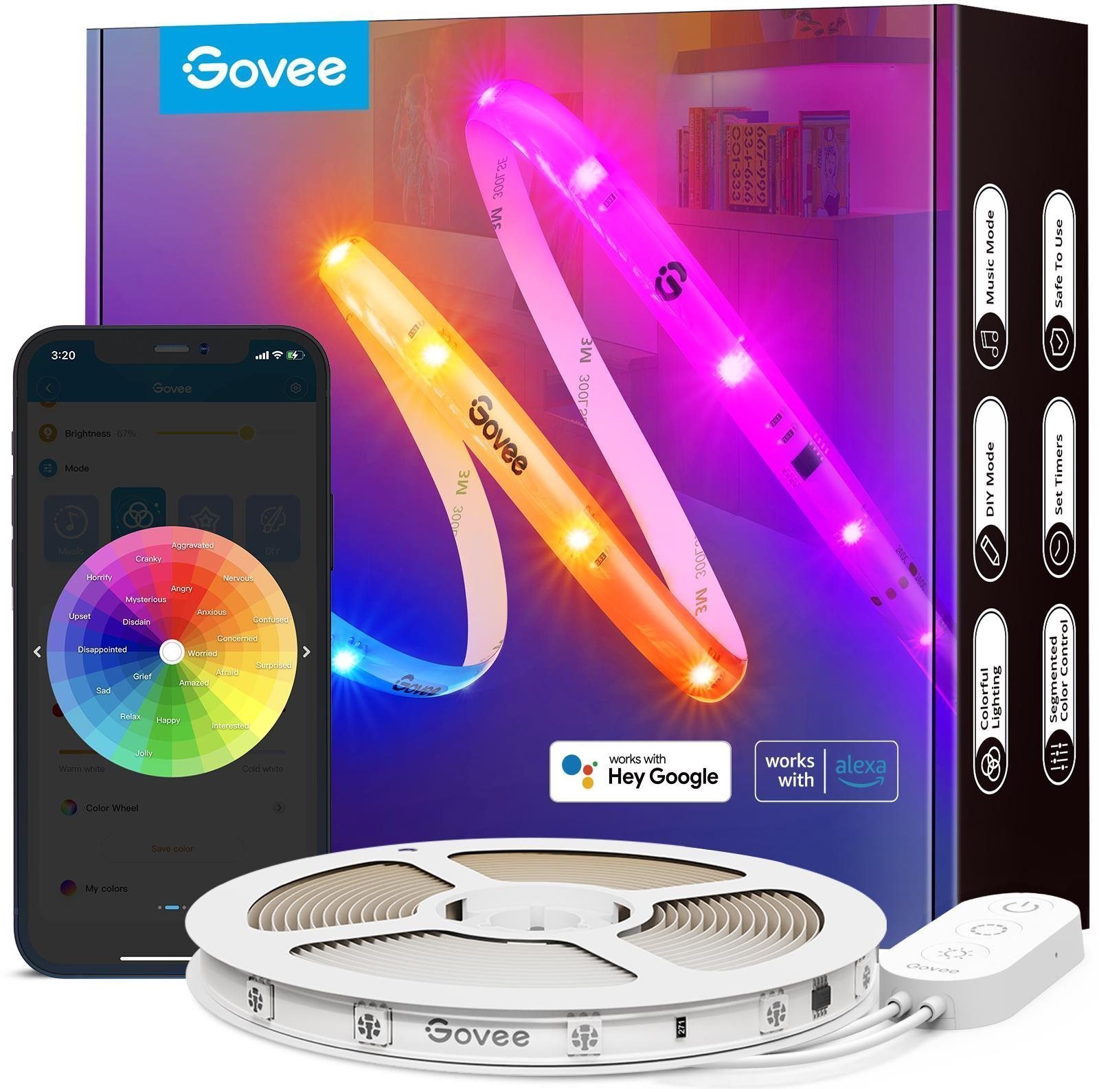 Govee WiFi RGBIC Smart PRO LED szalag 10 m - extra tartós