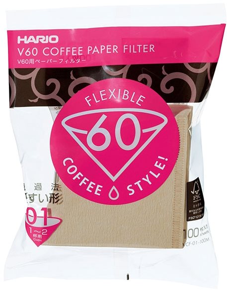 Kávéfilter Hario papírfilter V60-01, nem fehérített, 100db