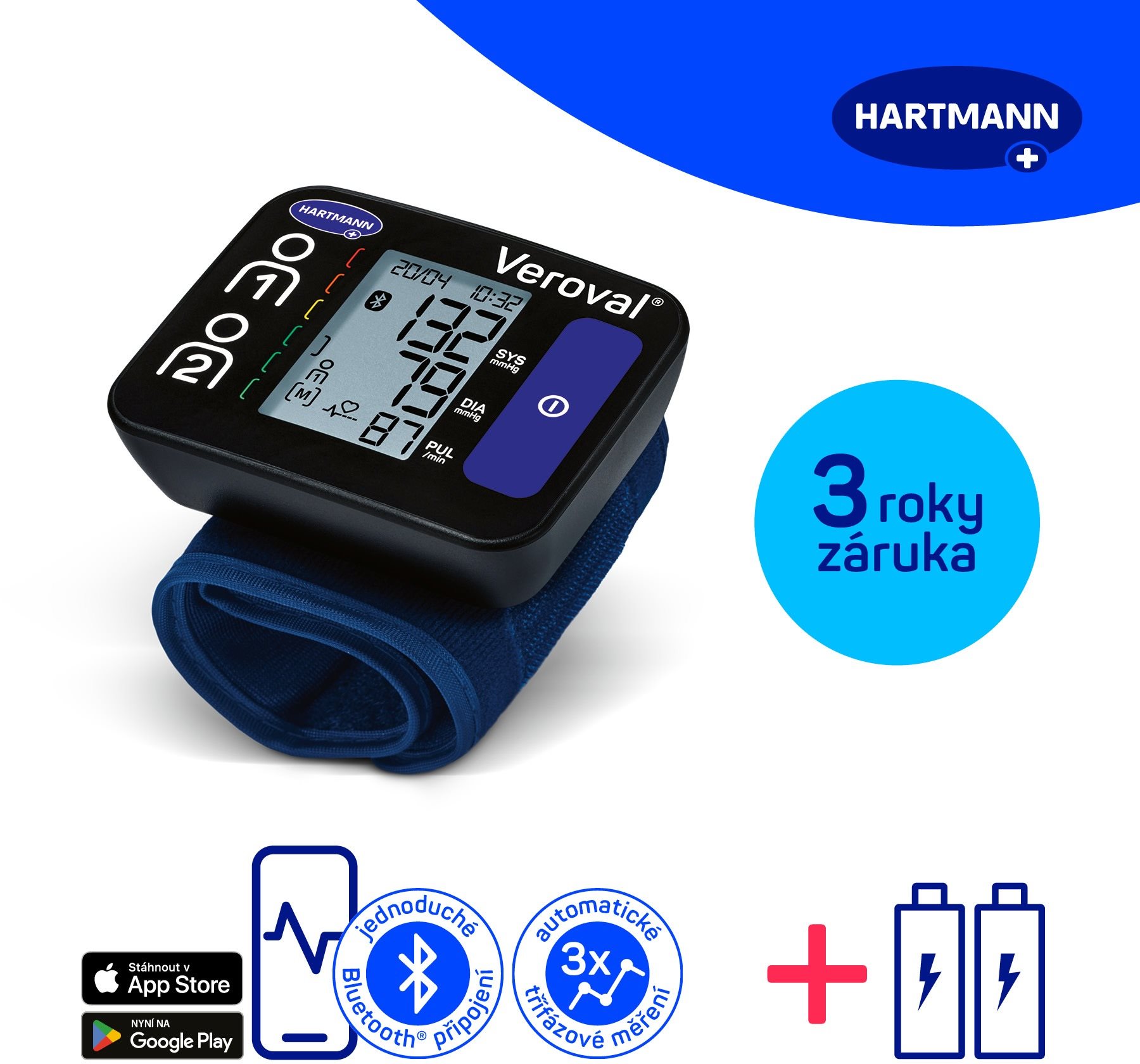 HARTMANN Veroval Compact + Connect, csuklós, Bluetooth csatlakozás, 3 év garancia