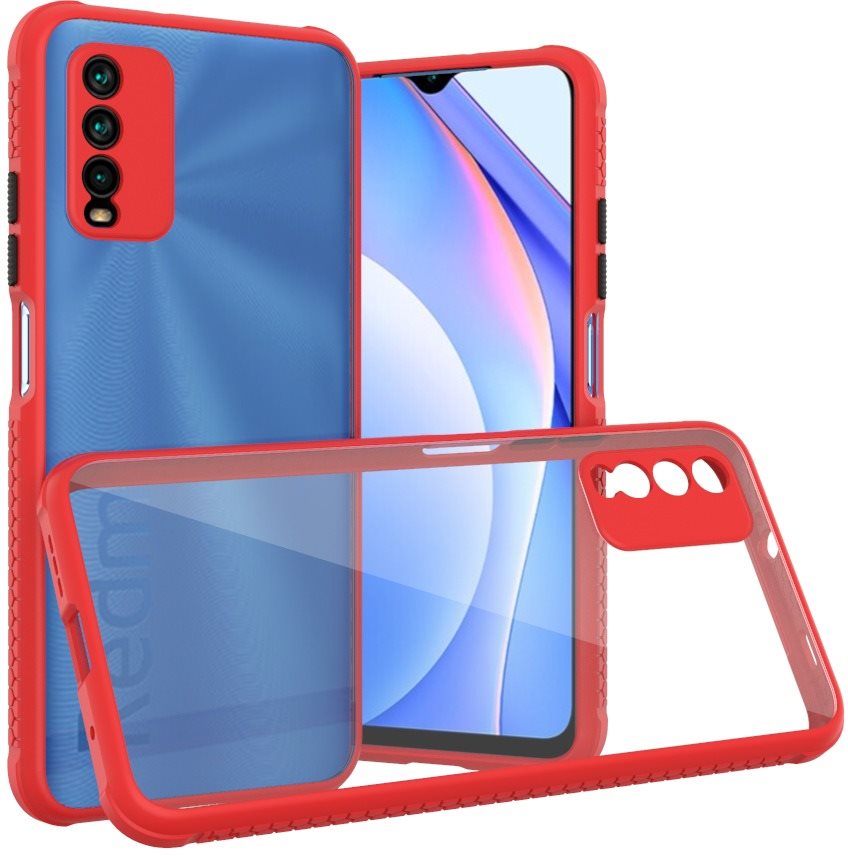 Hishell Two Colour Clear Xiaomi Redmi 9T piros tok