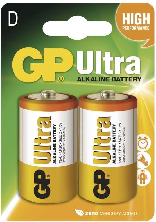 GP Ultra Alkaline LR20 (D) 2 db/bliszter