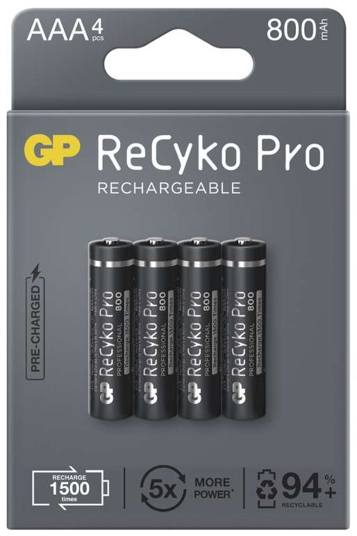 Újratölthető akkumulátor GP ReCyko Pro Professional AAA (HR03), 4 db