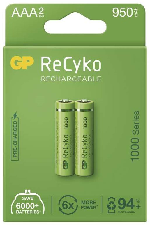 GP ReCyko 1000 AAA (HR03) újratölthető elem, 2 db