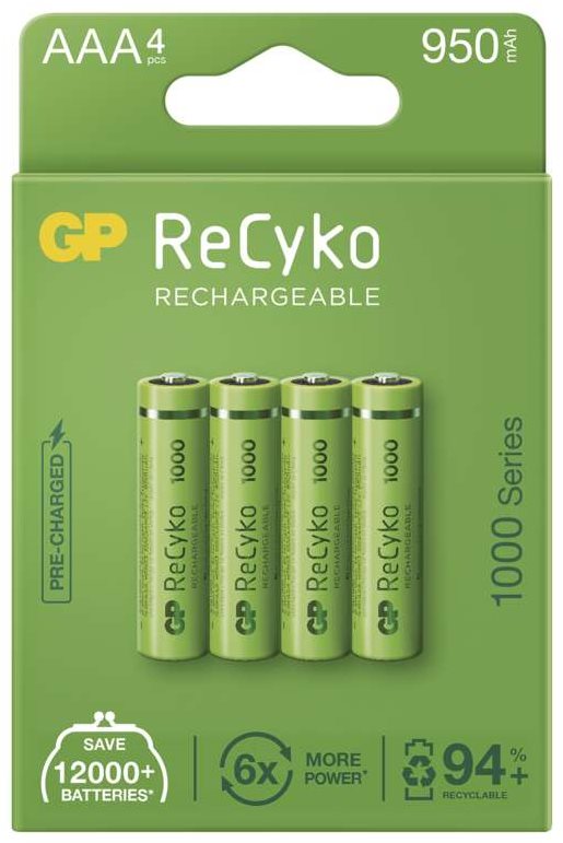 GP ReCyko 1000 AAA (HR03) újratölthető akkumulátor, 4 db