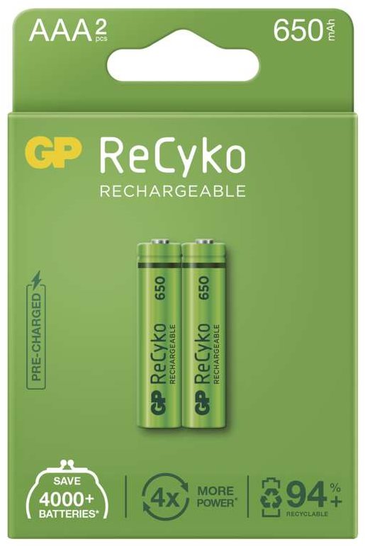 GP ReCyko 650 AAA (HR03) újratölthető elem, 2 db
