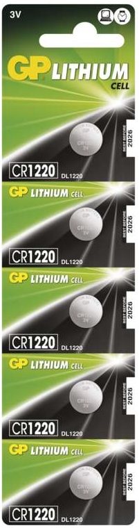 GP CR1220, lítium, 5 db buborékcsomagolásban