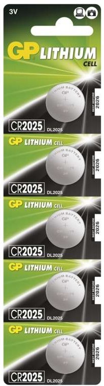 GP CR2025, lítium, 5 db buborékcsomagolásban