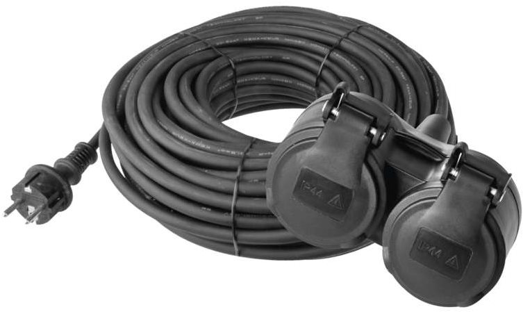 EMOS gumi hosszabbító kábel, 10m, fekete