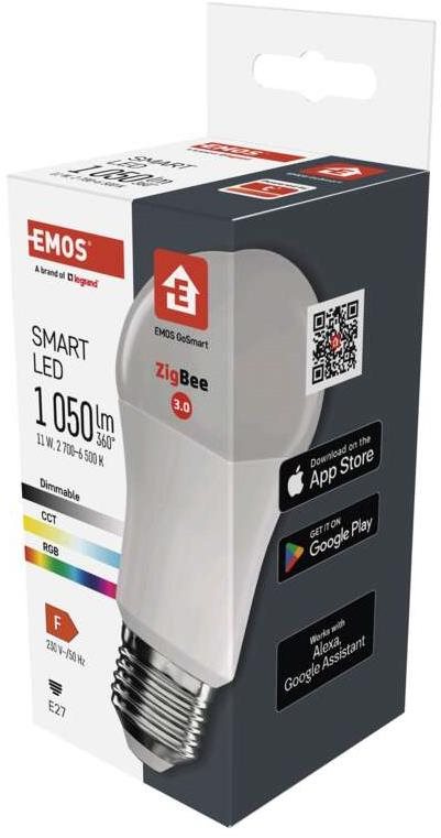 EMOS Chytrá LED žárovka GoSmart A60 E27 11 W (75 W) 1 050 lm RGB stmívatelná Zigbee