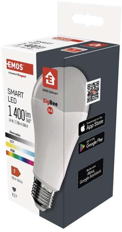 EMOS Chytrá LED žárovka GoSmart A65 E27 14 W (94 W) 1 400 lm RGB stmívatelná Zigbee