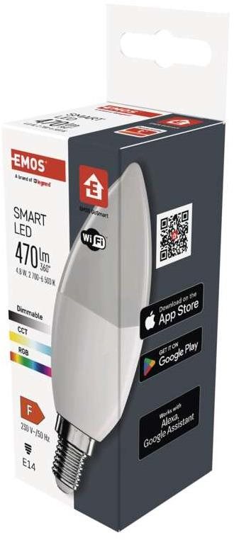 EMOS Chytrá LED žárovka GoSmart svíčka E14 4,8 W (40 W) 470 lm RGB stmívatelná Wi-Fi