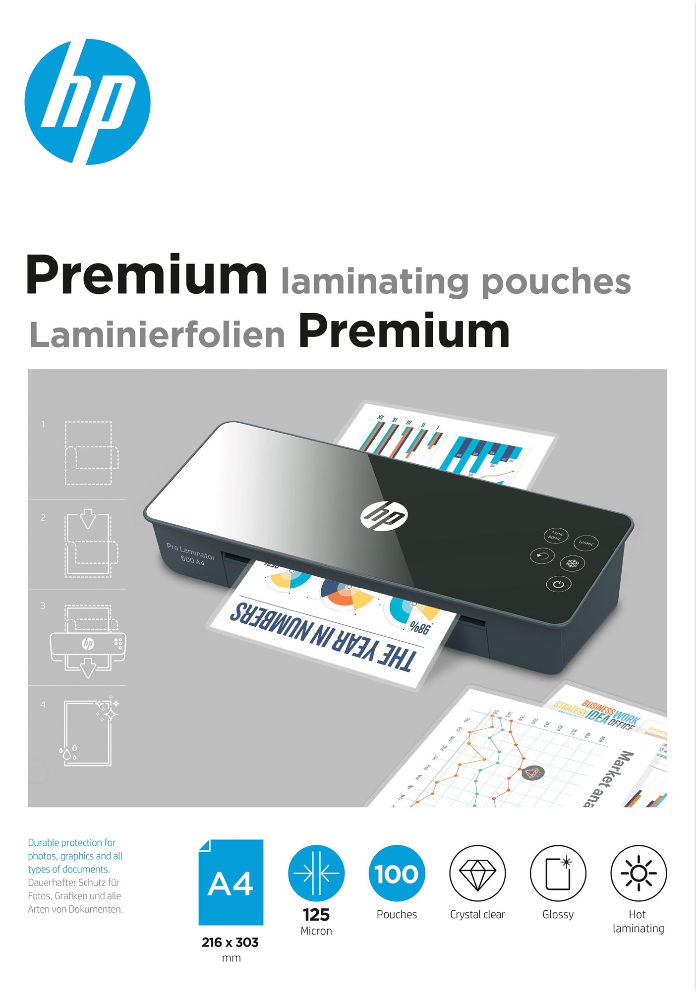 HP Premium A4 125 Micron, 100 ks