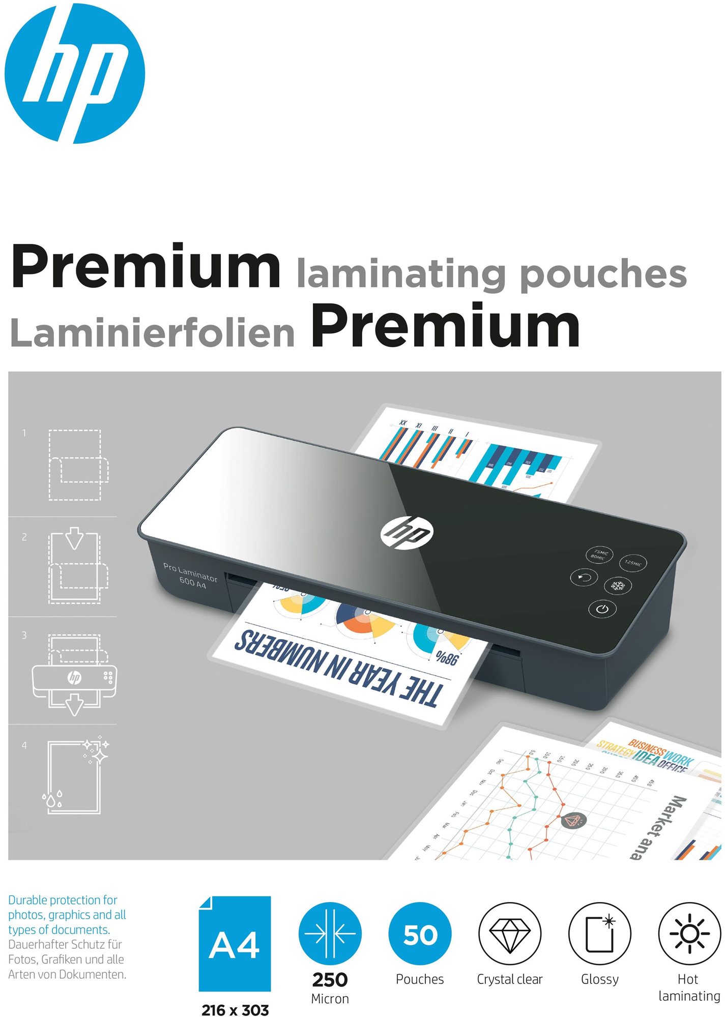 HP Premium A4 250 Micron, 50 ks