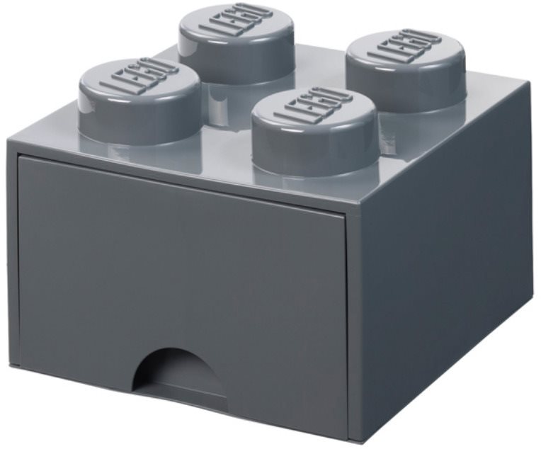 LEGO tárolódoboz 4 fiókkal - sötét szürke