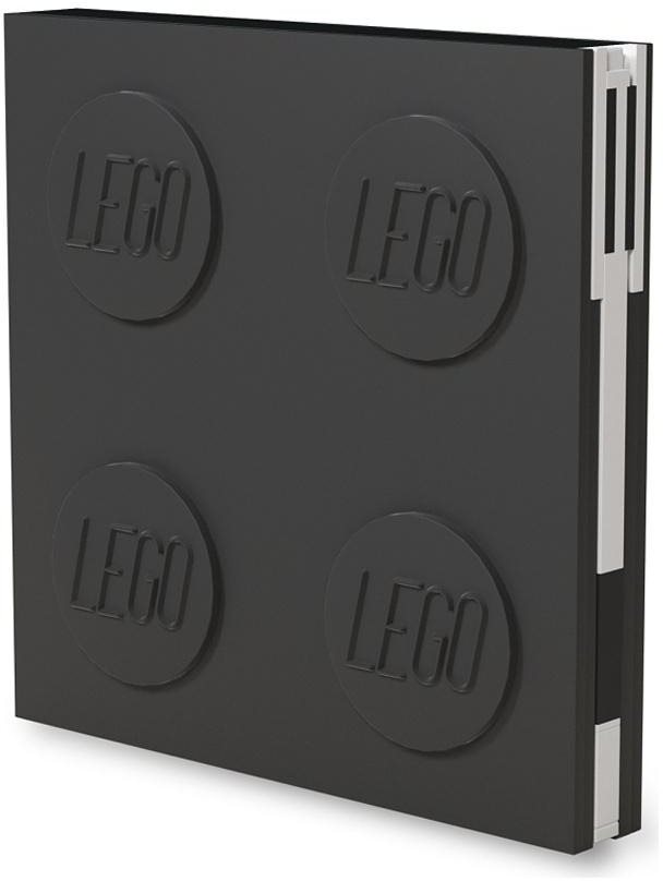 Fekete négyszögletes jegyzetfüzet zselés tollal, 15,9 x 15,9 cm - LEGO®