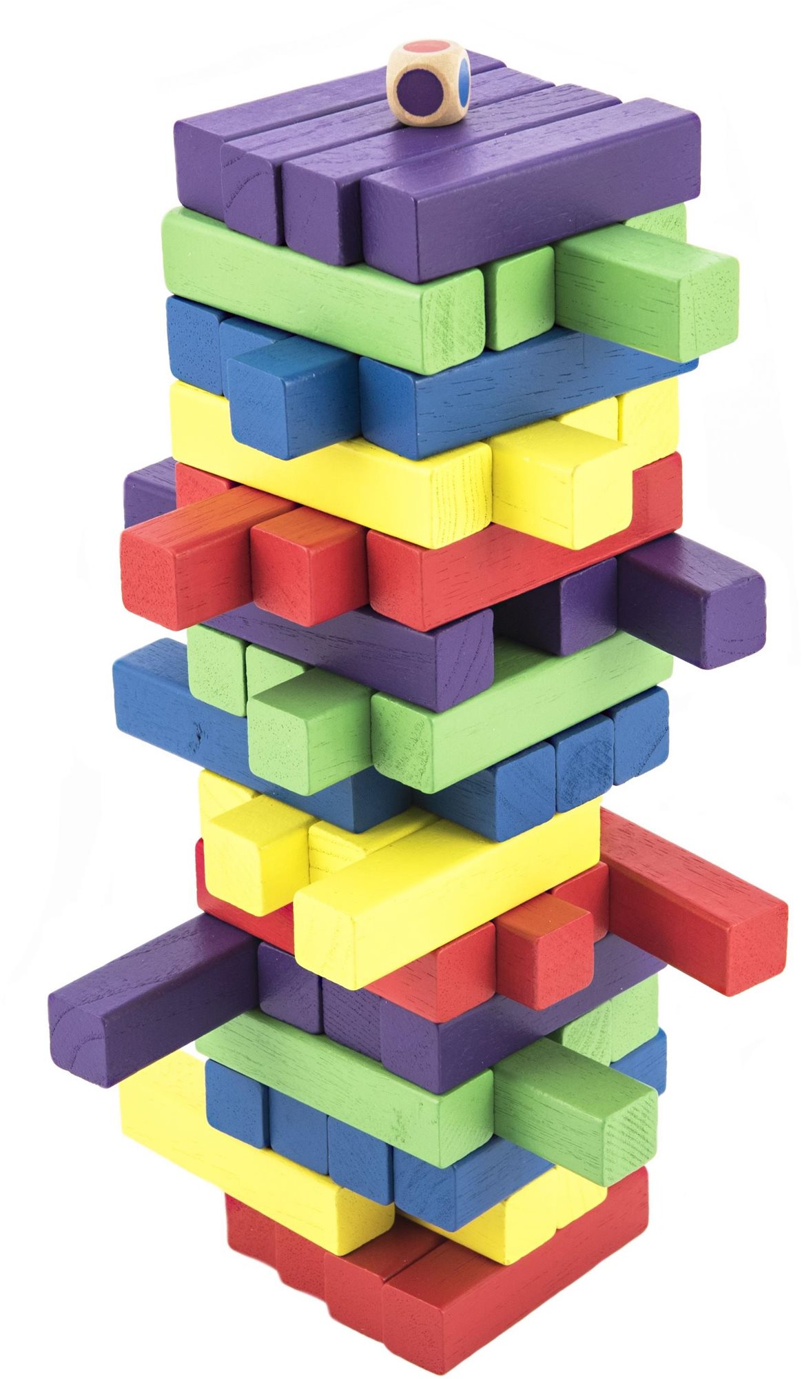 Játék fa torony 60 db színes puzzle társasjáték