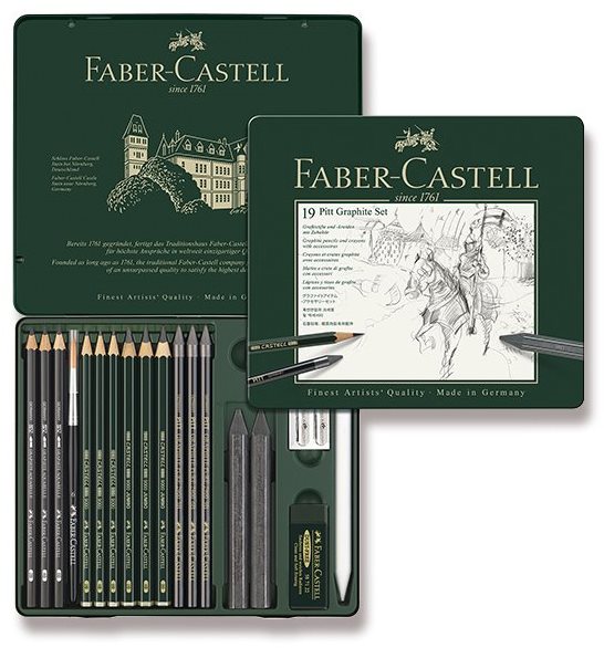 Faber-Castell Pitt Graphite grafit ceruzák fémdobozban, 19 db-os készlet