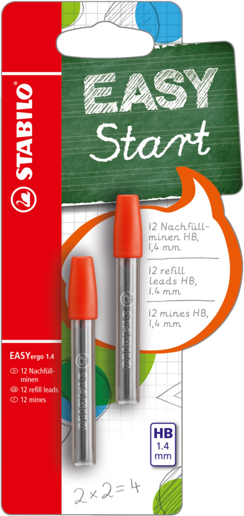 STABILO EASYergo 1.4 mm tartalék ceruzabél műanyag dobozban, 2 x 6 ceruzabél csomagonként